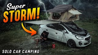 Unang Bukas  Super Storm  Solo Car Camping [upl. by Elconin]