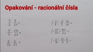 Opakování  racionální čísla 7 násobení zlomků [upl. by Arbmat]