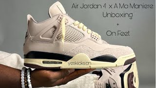 Air Jordan 4 x A Ma Maniere Review Unboxing  On Feet from yeskickscn [upl. by Glaser]