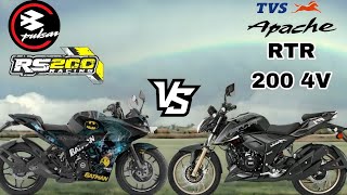 BAJAJ pulsar Rs 200 vs TVs Apache RTR 200 4v bike comparison video [upl. by Alain]