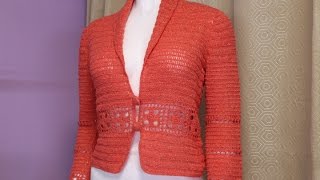 BOLERO CROCHET MANGA LARGA PARA MUJER 1 de 2 cc [upl. by Schnurr]