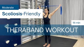 14Min ScoliosisFriendly THERABAND Workout for Shoulders and Back MODERATE [upl. by Wie117]