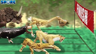 Prehistoric Beasts Race 3  Prehistoric Beast Battle S3  SPORE [upl. by Emixam809]