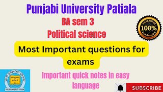 PUPBA sem 3Political Science Most important long questions for exams Importantquestionsforexams [upl. by Aihsal]