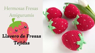 Llavero de Fresas Tejidas a Crochet  Paso a paso 🍓 [upl. by Madel]