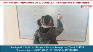 After Numbers  After Numbers 1 to 20  Grade LKG  Himalayan Public School Haspura [upl. by Joya]