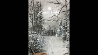 Easy Landscape Scenery Drawing Moonlit Night Forest StepbyStep Art Tutorial with Mixed Media [upl. by Ivatts344]