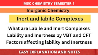 Inert and Labile Complexes  Lability and Inertness according to VBT and CFT  Factors affecting [upl. by Frazier]