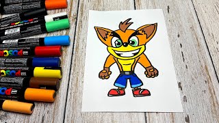 Dibujar a Crash bandicoot con Rotuladores Posca [upl. by Mell]