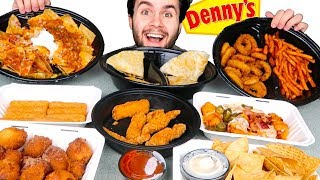 TRYING DENNYS APPETIZERS MENU  Nachos Mozzarella Sticks amp MORE Restaurant Taste Test [upl. by Gosselin]