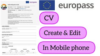 Europass CV Create amp Edit in Mobile Phone Malayalam malta visa kerala [upl. by Kassie471]