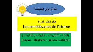 les constituants de latome مكونات الذرة ، شرح عربي فرنسي [upl. by Akerehs]