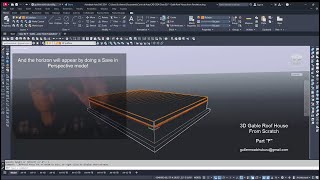 AutoCAD 2024  3D Gable Roof House  Part F [upl. by Clement]