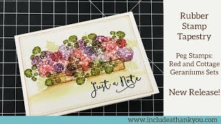 Watercolor your Geraniums  Featuring  Rubber Stamp Tapestry  Peg Stamps [upl. by Phillida]