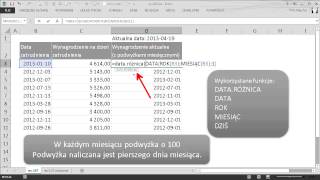 excel147  Zmiana wartości podwyżka każdego miesiąca DATARÓŻNICA ROK MIESIĄC DZIŚ [upl. by Ruth163]