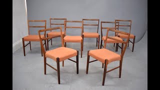 Set of 8 Johannes Andersen design vintage rosewood dining chairs [upl. by Yeliac761]