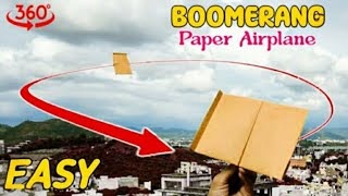 Boomerang Paper Airplane Easy  How to make a Paper Airplane  Come Back Paper Airplane Easy [upl. by Eerehs177]