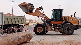 Case wheel Loader 821f Loading Dump Truck  Construction Equipment [upl. by Pachston]