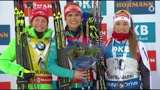 Victory Ceremony Pursuit Women Östersund  04122016 [upl. by Nevak]