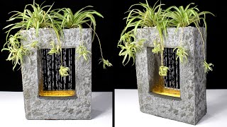 DIY Concrete RainFall Fountain Planter Pot ⛲ Cement Craft Ideas [upl. by Rola]