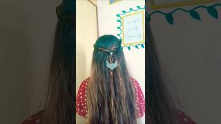 Beautiful festive open hairstyle hackdiwali hairstylehairstyle hack hair hairtutorial shorts [upl. by Acinorej606]