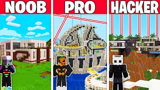 NOOB vs PRO vs HACKER GÜVENLİKLİ LÜKS VİLLA YAPI KAPIŞMASI  Minecraft [upl. by Assirk]