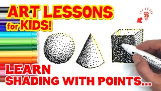 LEARN SHADING WITH POINTS POINTILLISM ART LESSON FOR KIDS [upl. by Elery52]