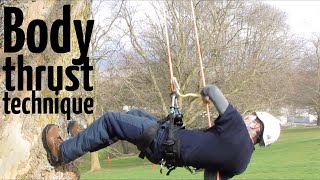 Basic tree climbing techniques How to do the body thrust ascent [upl. by Ai]