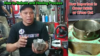 How to Rebore and Honing Motorcycle Cylinder Block  Honda Wave [upl. by Rancell44]