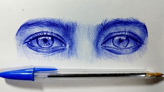 Dibujando 2 ojos realistas usando bolígrafo 🖋️ [upl. by Wills7]