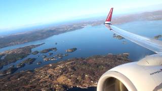 Norwegian Air Shuttle  Take off from Bergen B737800 HD 1080p [upl. by Marline]