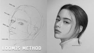 Drawing Practice  How to outline an angled head using Loomis Method [upl. by Eimmelc]