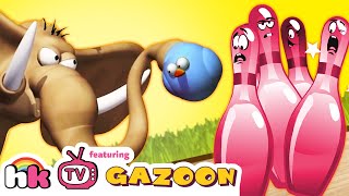 Gazoon Elephant Goes Bowling  Funny Animal Cartoons by HooplaKidz TV [upl. by Wolfson]