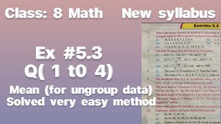 Class 8 math Ex 531 to 4 maths mean [upl. by Einahpets847]