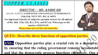 Describe three functions of opposition parties [upl. by Winona]