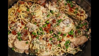 CROCK POT CHICKEN CARBONARA VIDEO [upl. by Halehs]