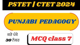 PSTET DEC 2024  PUNJABI PEDAGOGY MCQ CLASS 7 PEDAGOGY Punjabpstet pstet2024notification [upl. by Kcolttam]