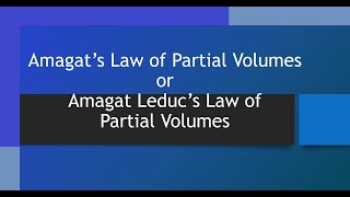 Amagats Law of Partial Volumes [upl. by Williams]