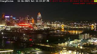 Cincinnati Skyline Ohio River Brent Spence Bridge  Livestream from Covington Kentucky [upl. by Acinimod]