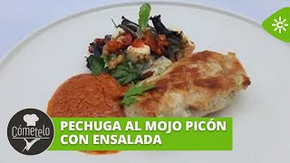 Cómetelo  Pechuga al mojo picón con ensalada [upl. by Refinney]