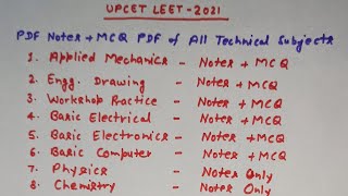 UPCET LEET Technical Subjects PDF Notes amp MCQ Batch PolytechnicPathshala [upl. by Namaj262]