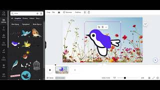 Flying bird  Adding movement to elements with Canva shorts design canva animation [upl. by Lacey568]