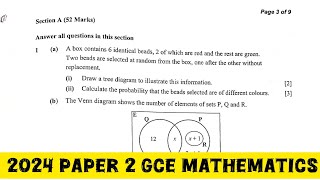 PROBABILITY  2024 GCE Mathematics Paper 2  Tree diagram [upl. by Marasco]