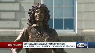 Statue honoring Christa McAuliffe unveiled at State House [upl. by Ludovick]