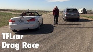 2014 BMW 435i convertible vs Lexus RX 350 F Sport Drag Race Mashup Part 1 [upl. by Amis]