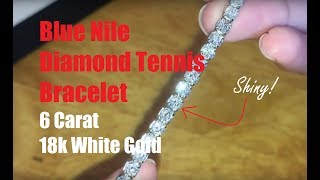 Unboxing and Review Blue Nile Diamond Tennis Bracelet 6 Carat 18k White Gold 包包开箱视频 [upl. by Christal512]