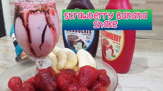 Strawberry Banana Shake By Happy Kitchen  Ramzan Special Recipe  Kids Favourite MilkShake [upl. by Annayi]