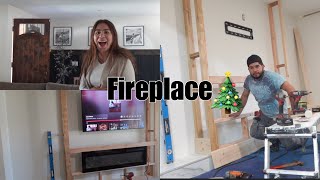 MY LIVING ROOM TRANSFORMATION 😱 DIY FIREPLACE 🎄🔥🔥 [upl. by Coombs]