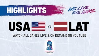 Highlights  USA vs Latvia  2023 IIHFWorlds [upl. by Oaht]