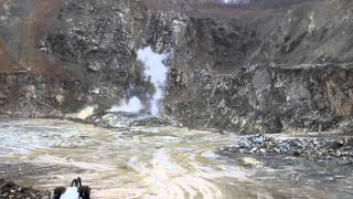 rock blasting in a granite quarry [upl. by Giglio]